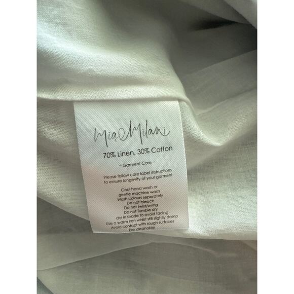 Mia Milani Linen-Blend Zanya Skirt in Sapphire Aqua Floral Motif Size Small - Picture 8 of 8